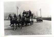 1916 Coaching Trip On Cobblestone Bridge or Highway